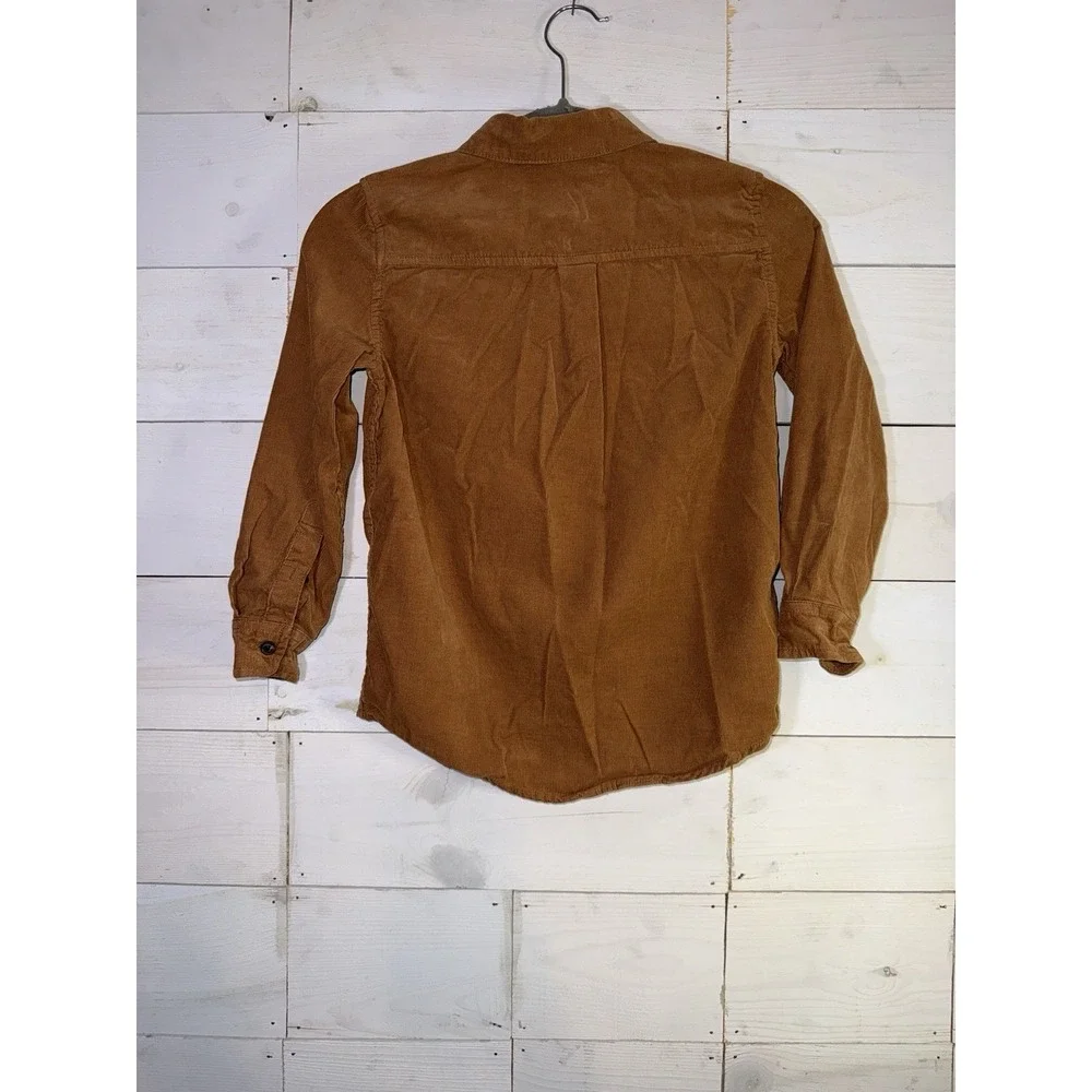 Boys Reindeer Corduroy Button Up Shirt - Holiday Express - Brown Sz 8